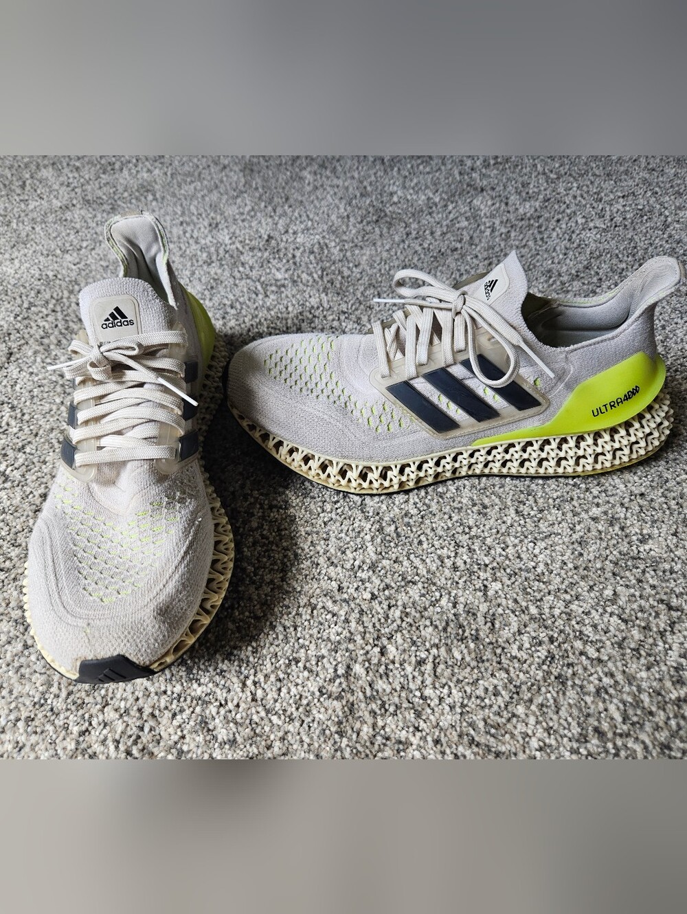 adidas Ultraboost 4D Light Gray with Neon Yellow Accents